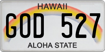 HI license plate GOD527