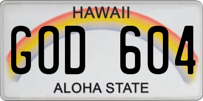HI license plate GOD604