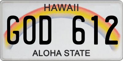 HI license plate GOD612