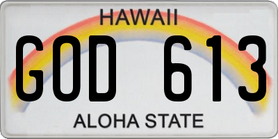 HI license plate GOD613