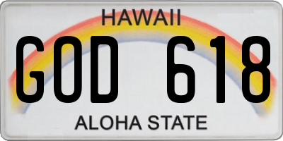 HI license plate GOD618