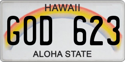 HI license plate GOD623