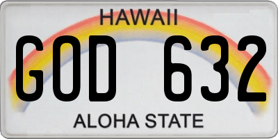 HI license plate GOD632
