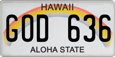 HI license plate GOD636