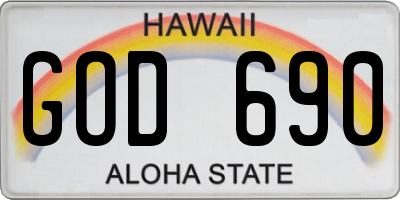 HI license plate GOD690