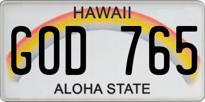 HI license plate GOD765