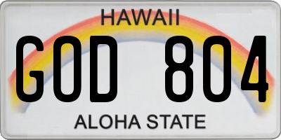 HI license plate GOD804