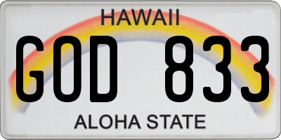 HI license plate GOD833