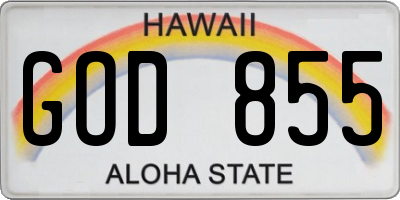 HI license plate GOD855