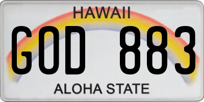 HI license plate GOD883