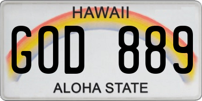 HI license plate GOD889