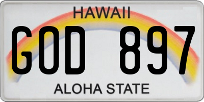 HI license plate GOD897