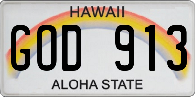 HI license plate GOD913