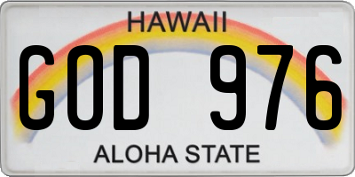 HI license plate GOD976