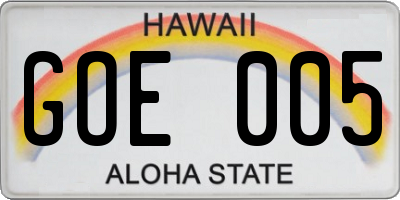 HI license plate GOE005