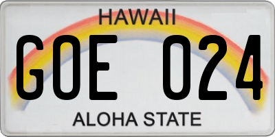 HI license plate GOE024
