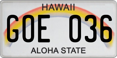 HI license plate GOE036