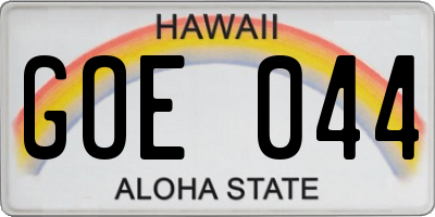 HI license plate GOE044