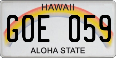 HI license plate GOE059