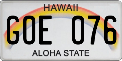HI license plate GOE076
