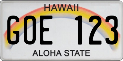 HI license plate GOE123
