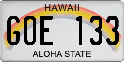 HI license plate GOE133