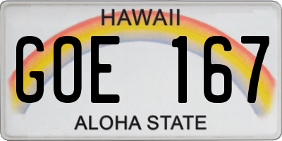 HI license plate GOE167