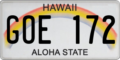 HI license plate GOE172