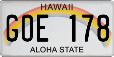 HI license plate GOE178