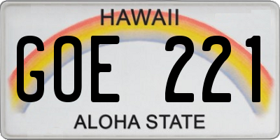 HI license plate GOE221