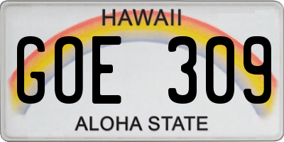 HI license plate GOE309
