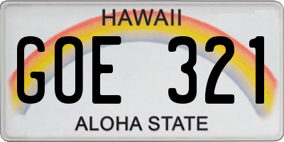 HI license plate GOE321