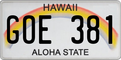HI license plate GOE381