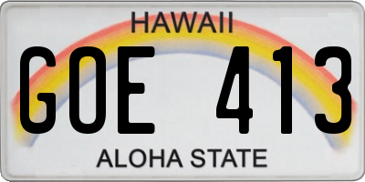 HI license plate GOE413