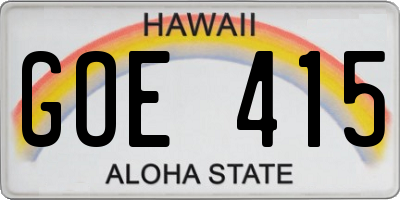 HI license plate GOE415