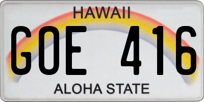 HI license plate GOE416