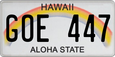 HI license plate GOE447