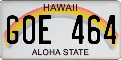 HI license plate GOE464