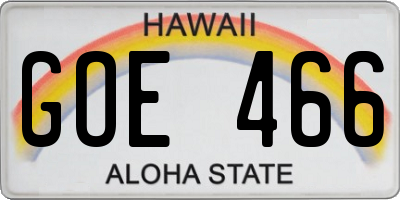 HI license plate GOE466