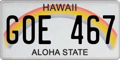 HI license plate GOE467