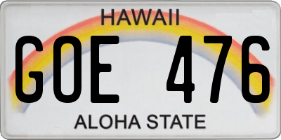 HI license plate GOE476