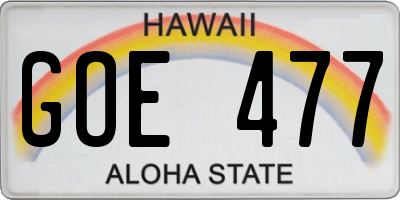 HI license plate GOE477