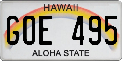 HI license plate GOE495