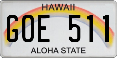 HI license plate GOE511