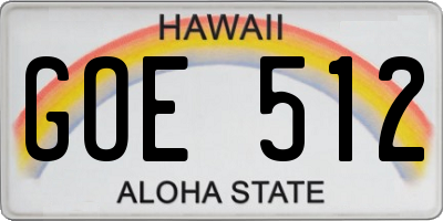 HI license plate GOE512