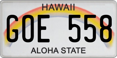 HI license plate GOE558