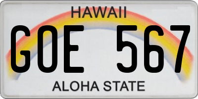 HI license plate GOE567