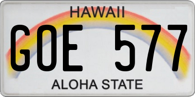 HI license plate GOE577