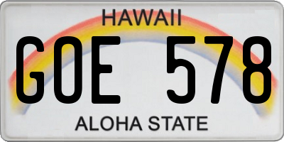 HI license plate GOE578