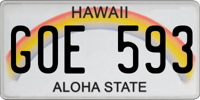 HI license plate GOE593